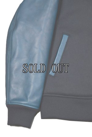 画像2: MOMOTARO JEANS/HEAVY MELTON x INDIGO LEATHER VARSITY JACKET